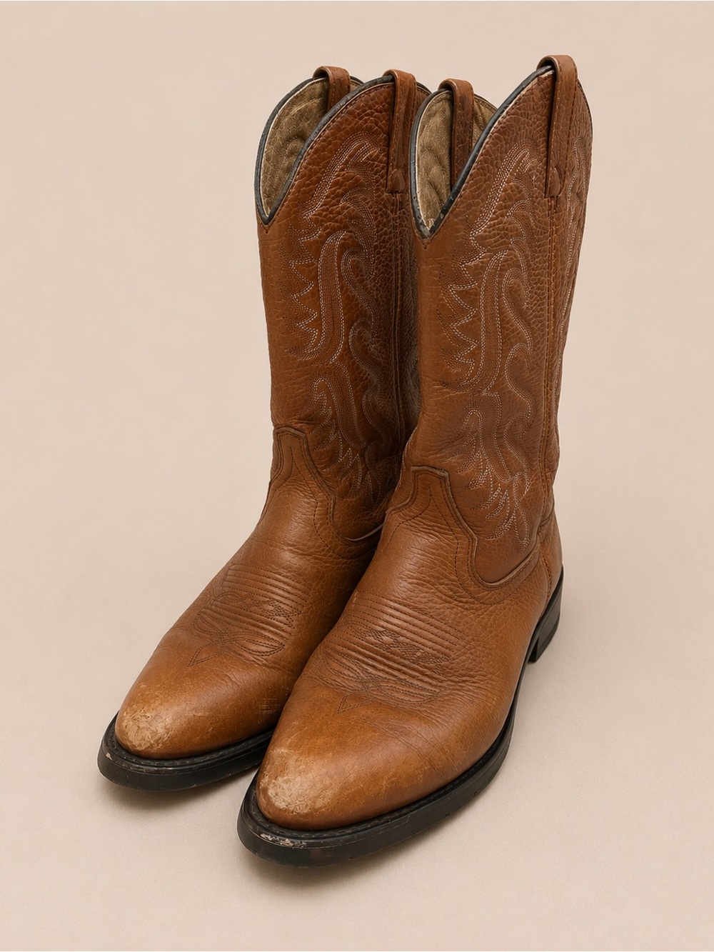 Dan Post Men’s 11EW Tan Leather Western Cowboy Boots Oil Resistant Extra Wide